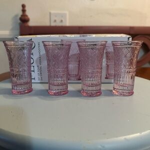 Pink Vintage 2 ounce vodka shot Glasses Set of 4